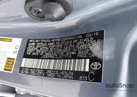 2020 Toyota Corolla Le z USA, uszkodzony, nr VIN JTDEPRAE7LJ017716